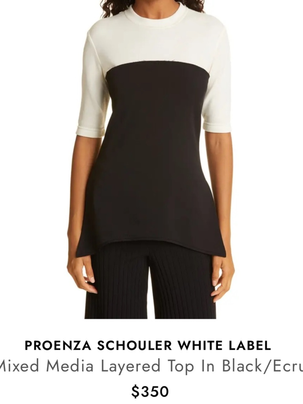 Proenza Schouler Black & White Layered Short Sleeve Top